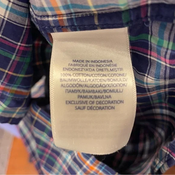 Polo Ralph Lauren Button-Down Plaid Blue Dress Shirt Boy Youth Size XL (18-20) - Picture 9 of 12